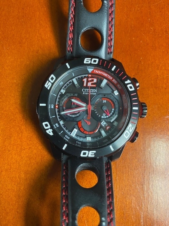 Citizen Other - Citizen Eco-Drive Men’s Black and Red Sport Chronograph Watch. Caliber GN-4-S
